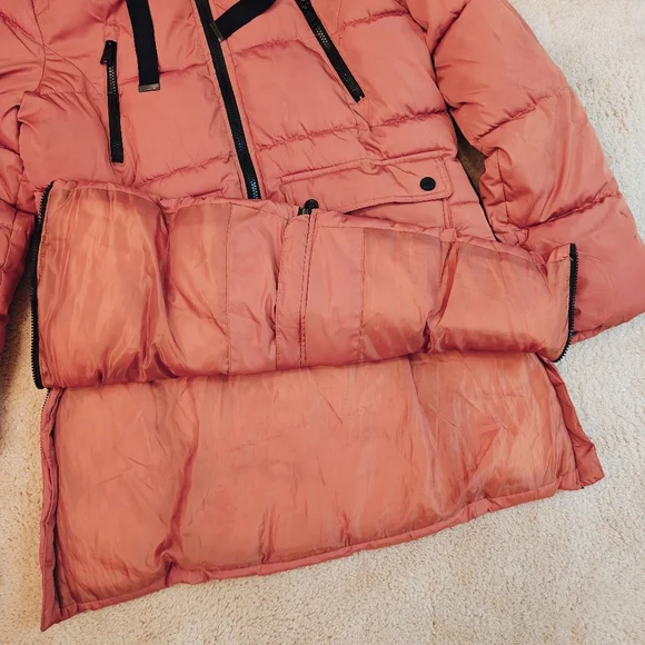 Y2K Rocawear Quilted Puffer Parka Jacket w Sherpa Hood Multi Pockets & Zip Sides - Picture 6 of 16